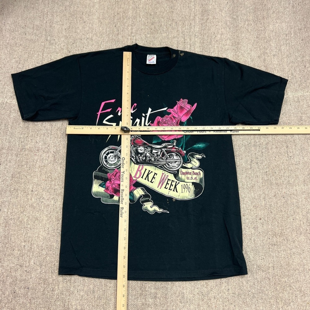 Vintage Bike Week Shirt Mens Large Black 1990s Free Spirit Daytona Beach‎ - Picture 5 of 8